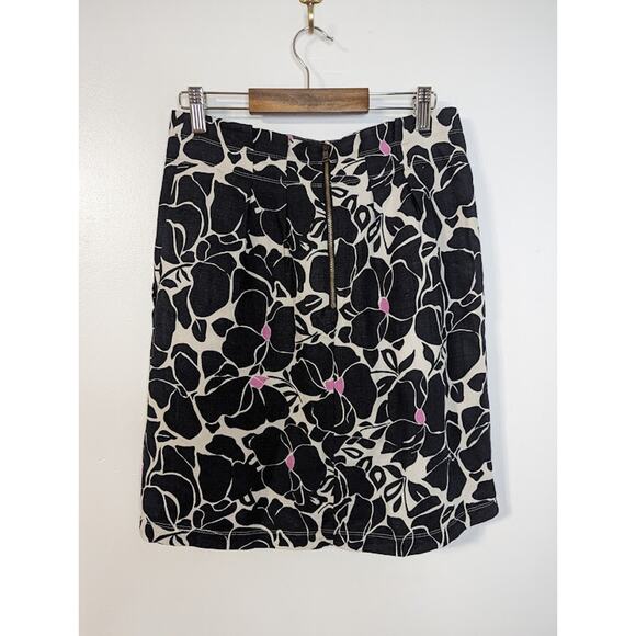 Loft Size 0‎ Linen Blend A Line Ruffled Tie Waist Pleated Pocket Floral Skirt - Picture 6 of 7